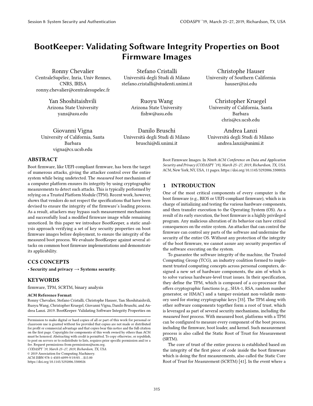 Bootkeeper: Validating Software Integrity Properties on Boot Firmware Images