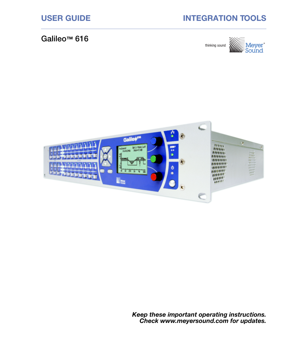 Meyer Sound Galileo 616 Rental Manual