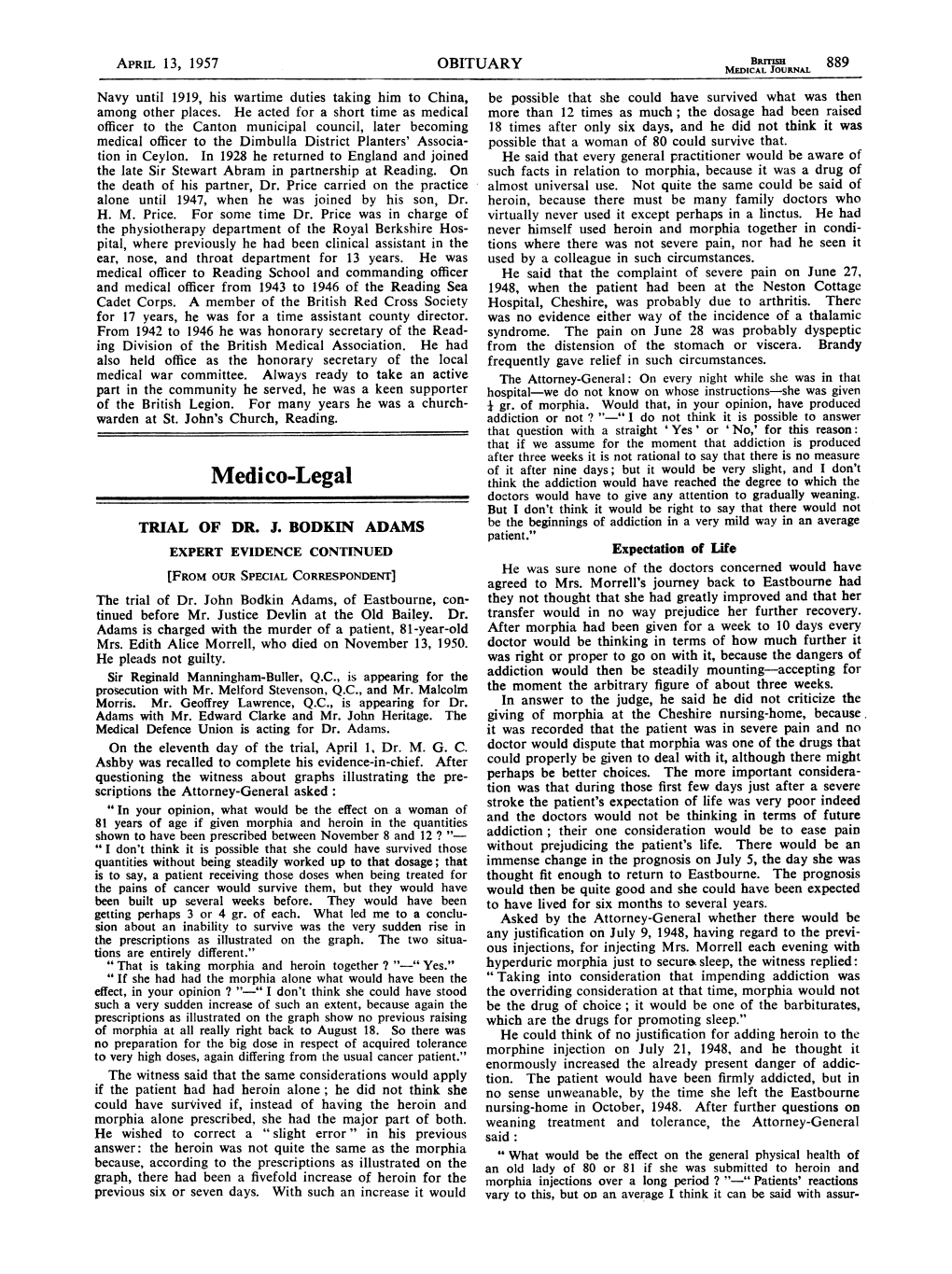 Medico-Legal Think the Addiction Would Have Reached the Degree to Which the Doctors Would Have to Give Any Attention to Gradually Weaning