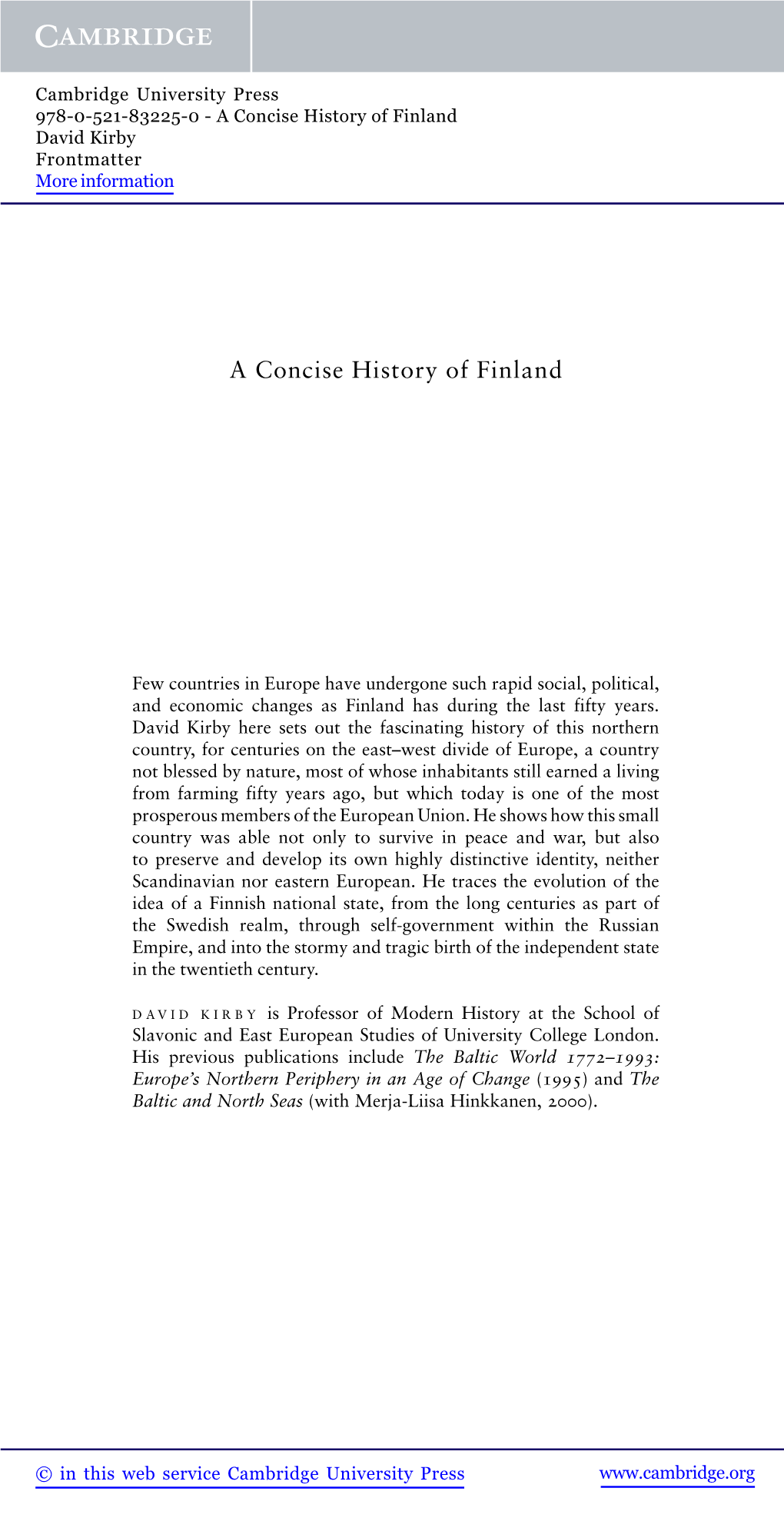 A Concise History of Finland David Kirby Frontmatter More Information