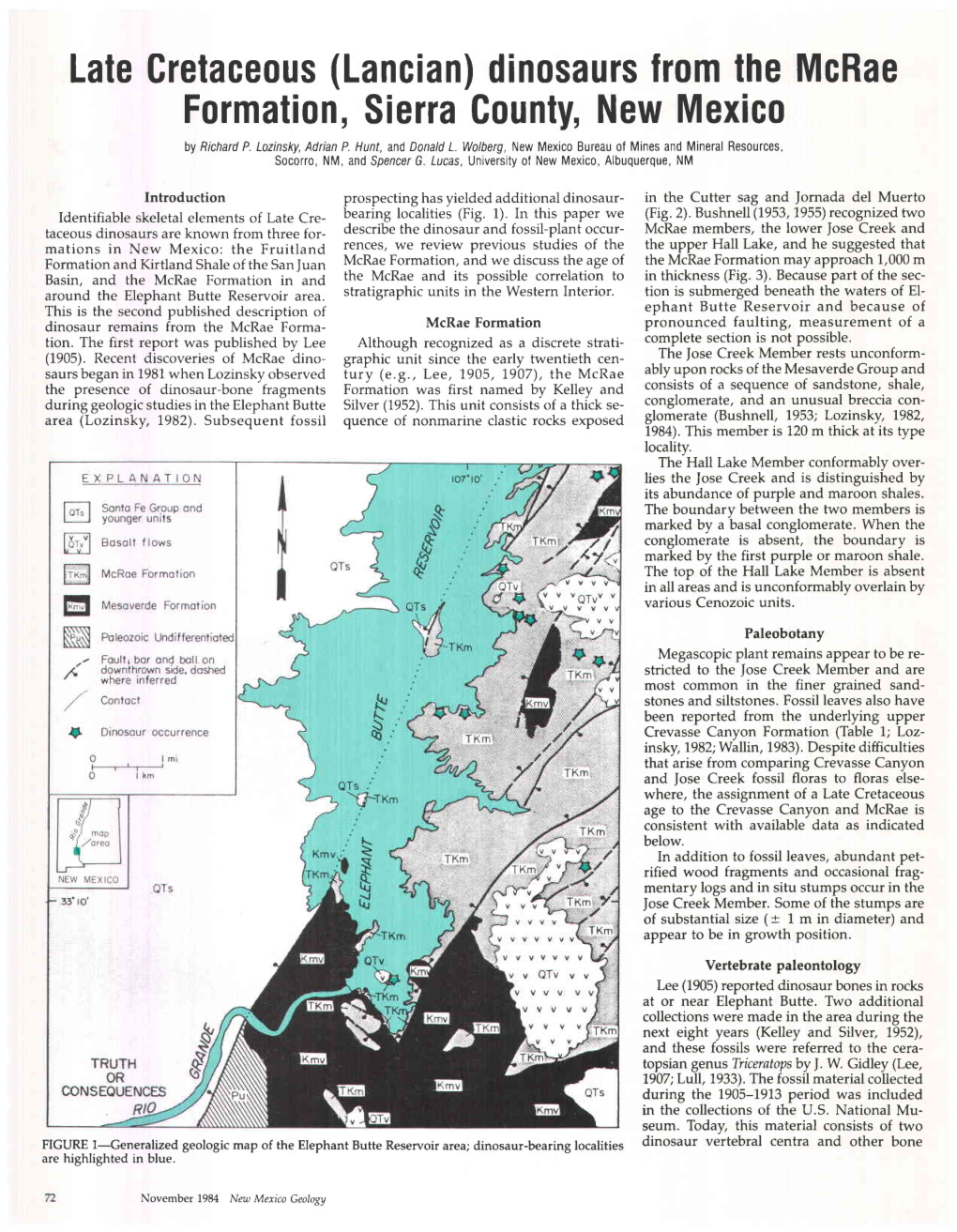 Late Cretaceous (Lancian) Dinosaurs from the Mcrae Formation, Sierra