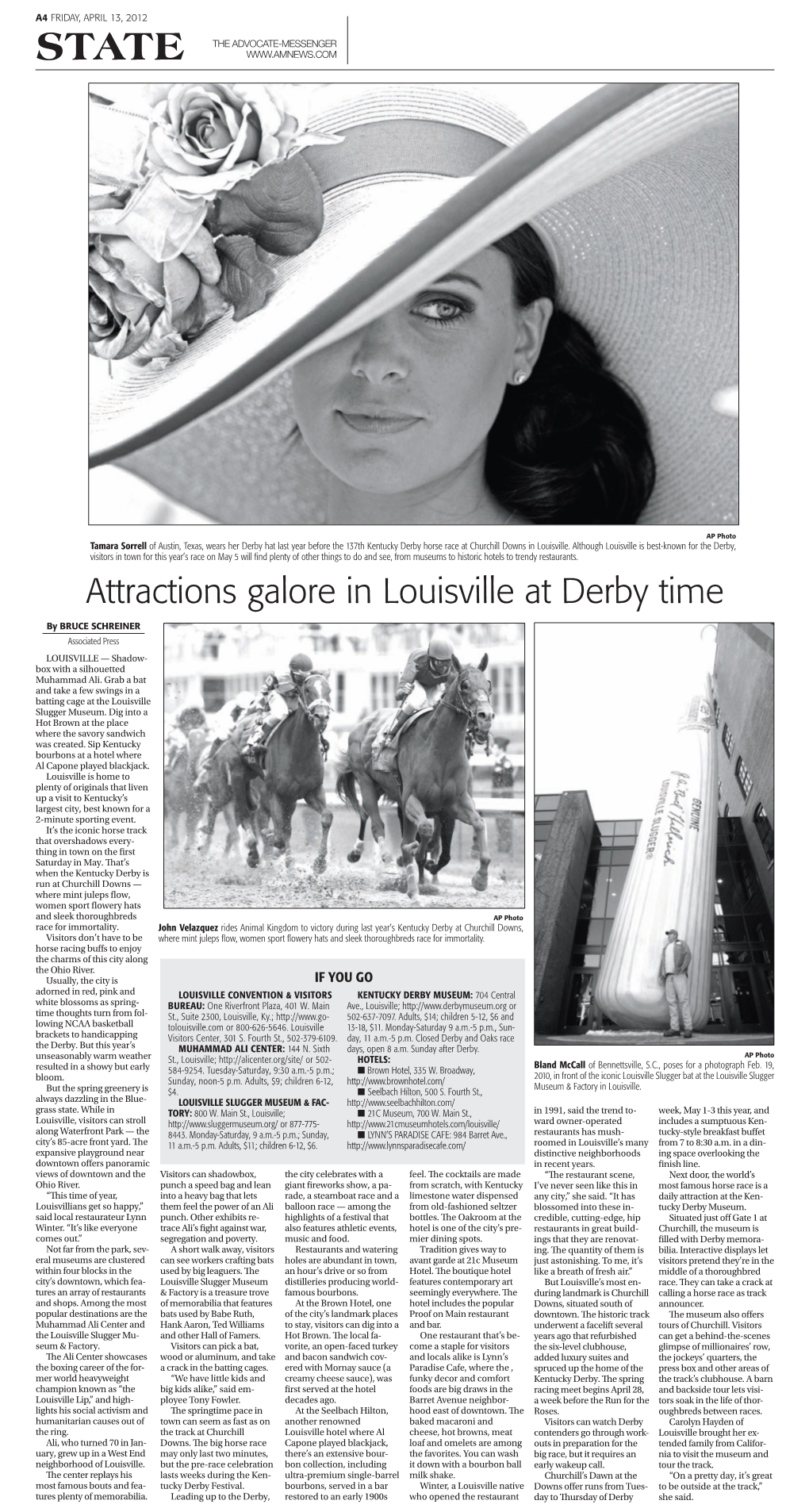 Attractions Galore in Louisville at Derby Time