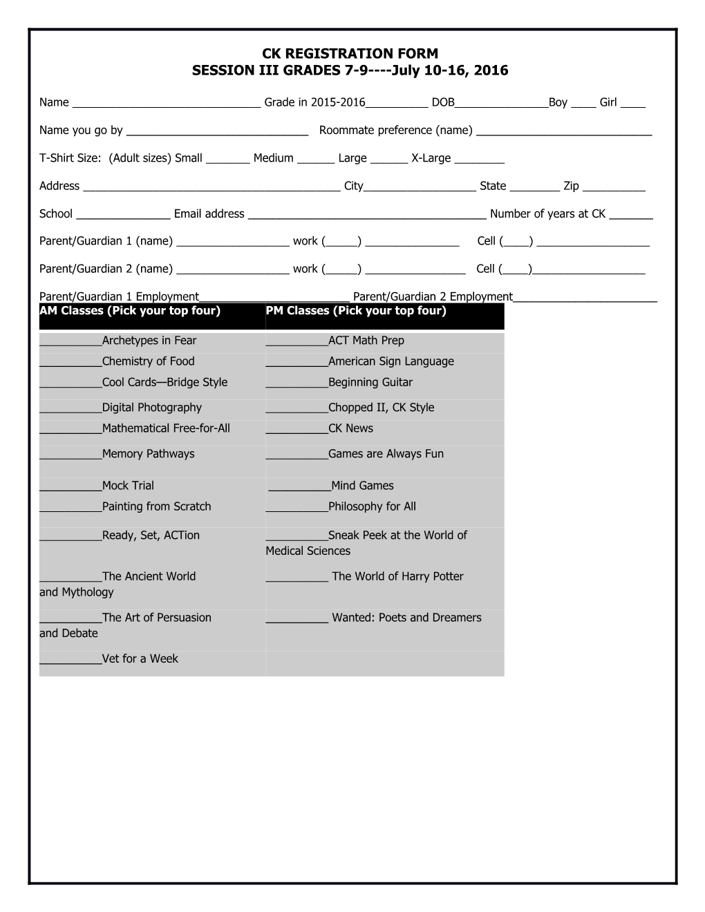 Ck Registration Form