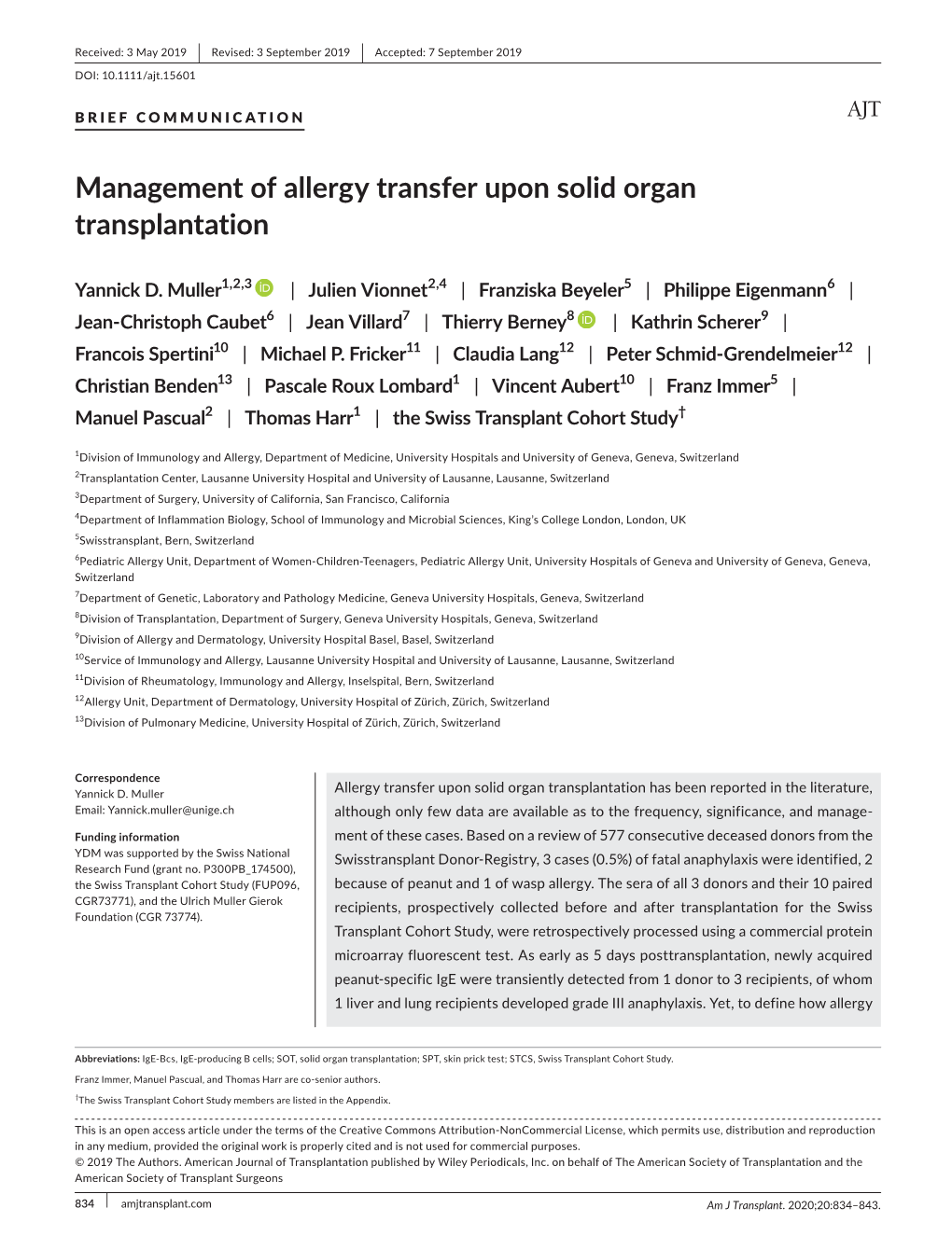 Management of Allergy Transfer Upon Solid Organ Transplantation