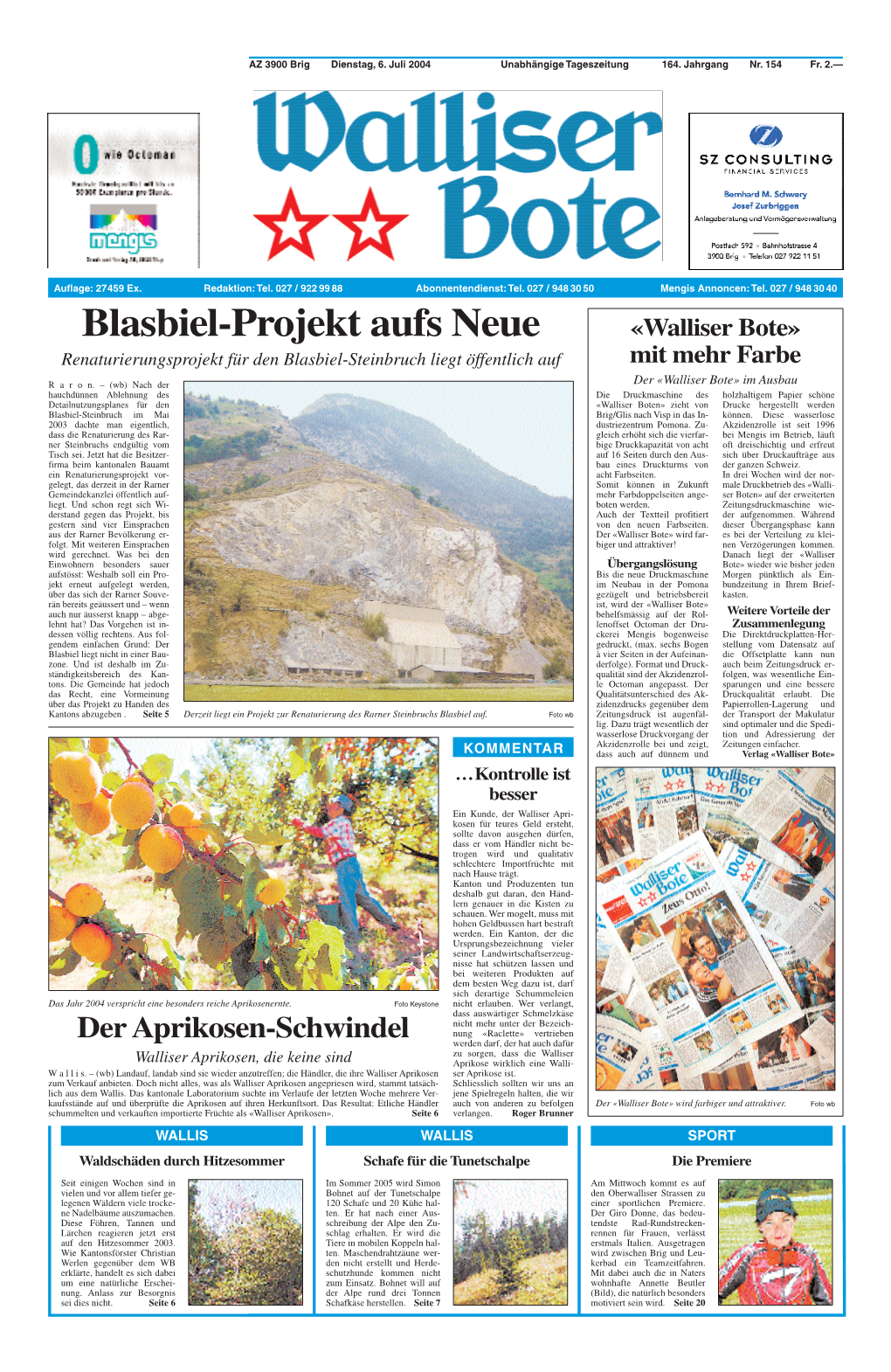 Blasbiel-Projekt Aufs Neue «Walliser Bote» Renaturierungsprojekt Für Den Blasbiel-Steinbruch Liegt Öffentlich Auf Mit Mehr Farbe