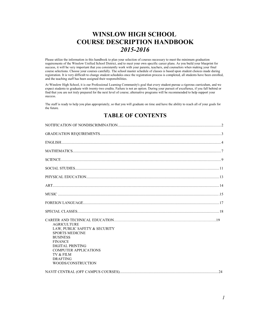 Course Description Handbook