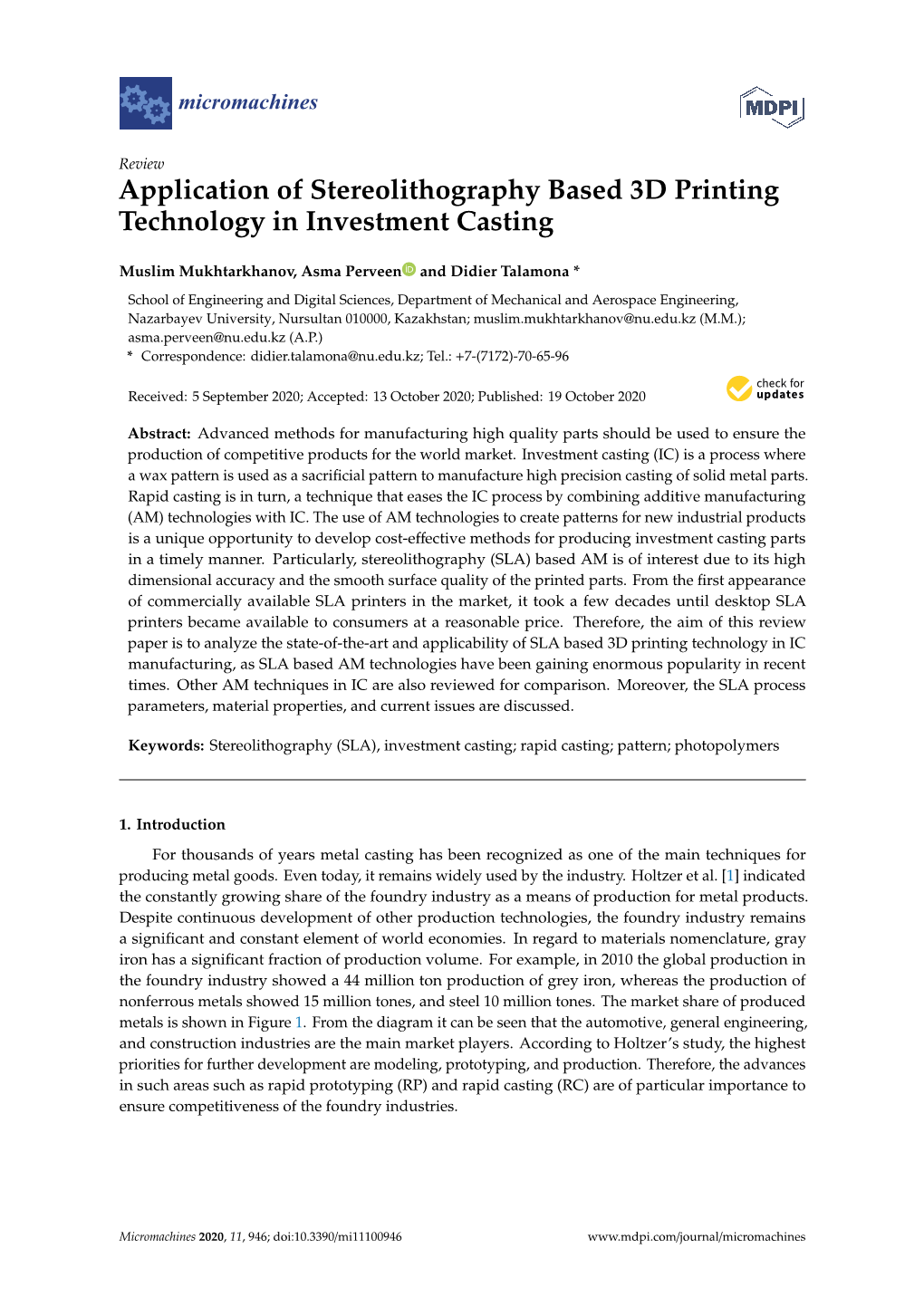 Application of Stereolithography Based 3D Printing Technology in Investment Casting