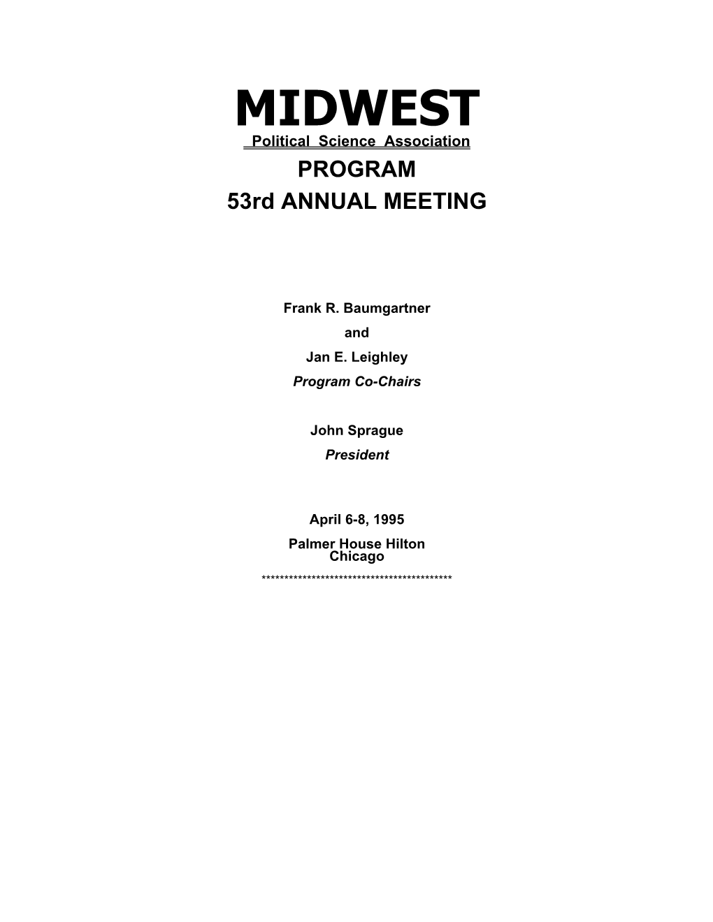 MIDWEST Political Science Association