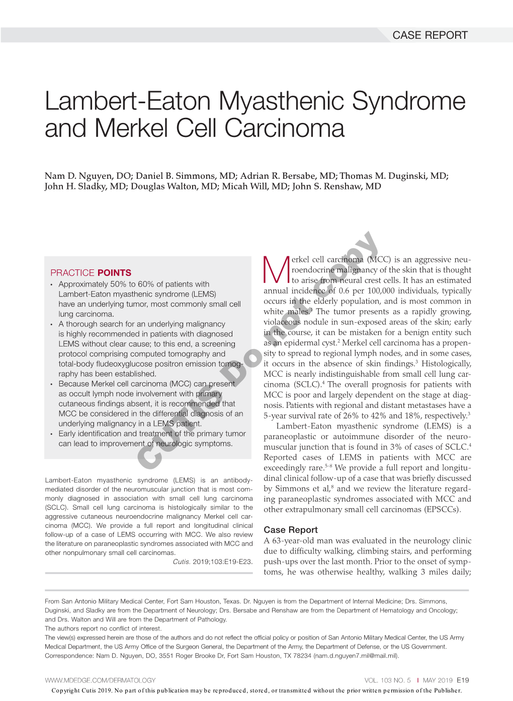 Lambert-Eaton Myasthenic Syndrome and Merkel Cell Carcinoma