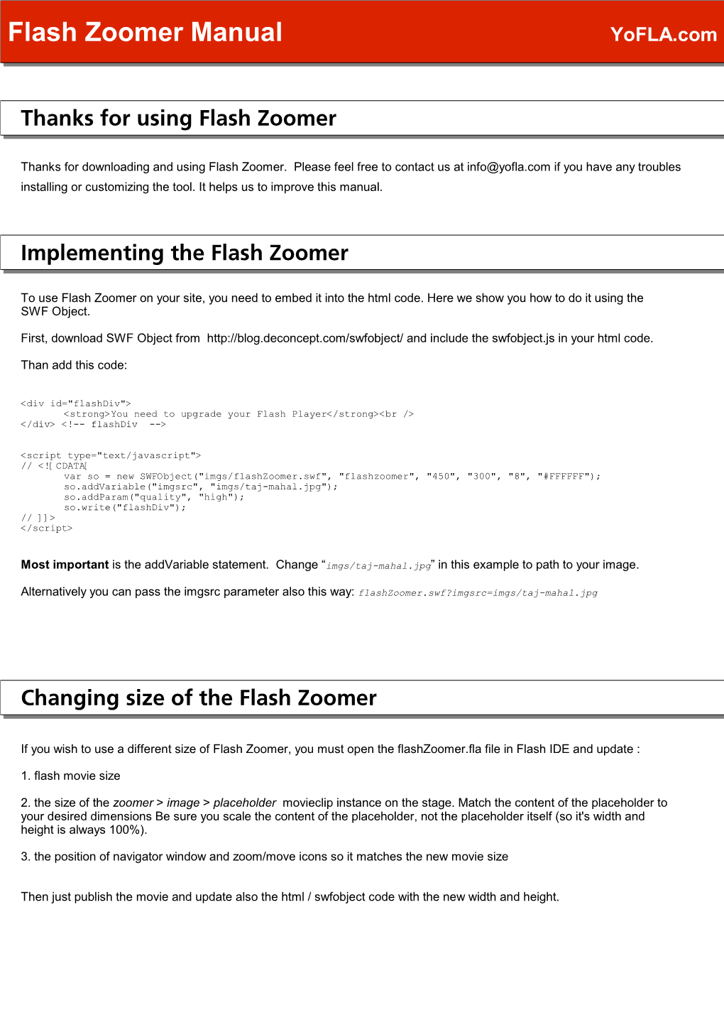 Flash Zoomer Manual Yofla.Com