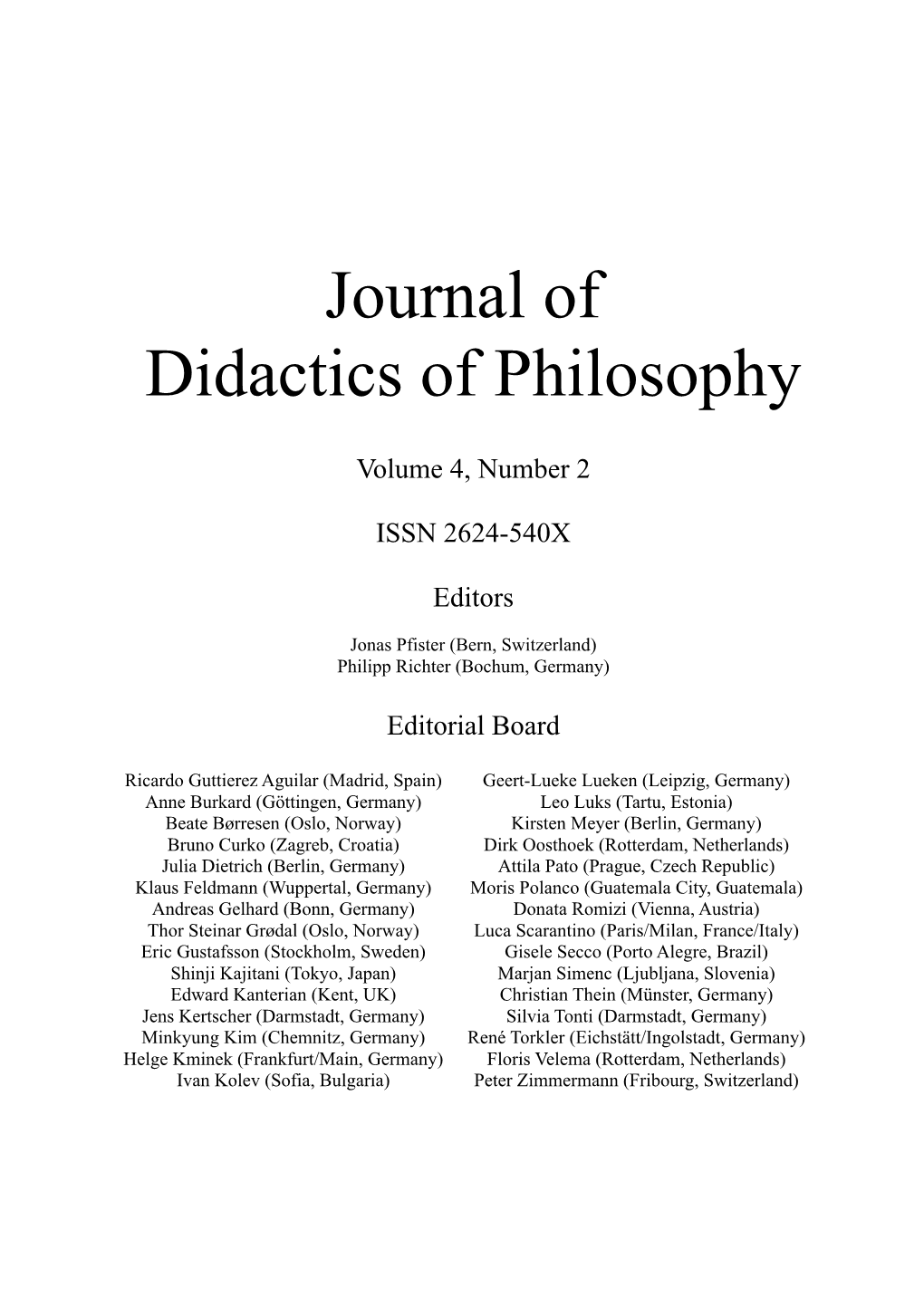 Journal of Didactics of Philosophy