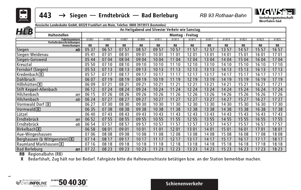 443 → Siegen Erndtebrück Bad Berleburg