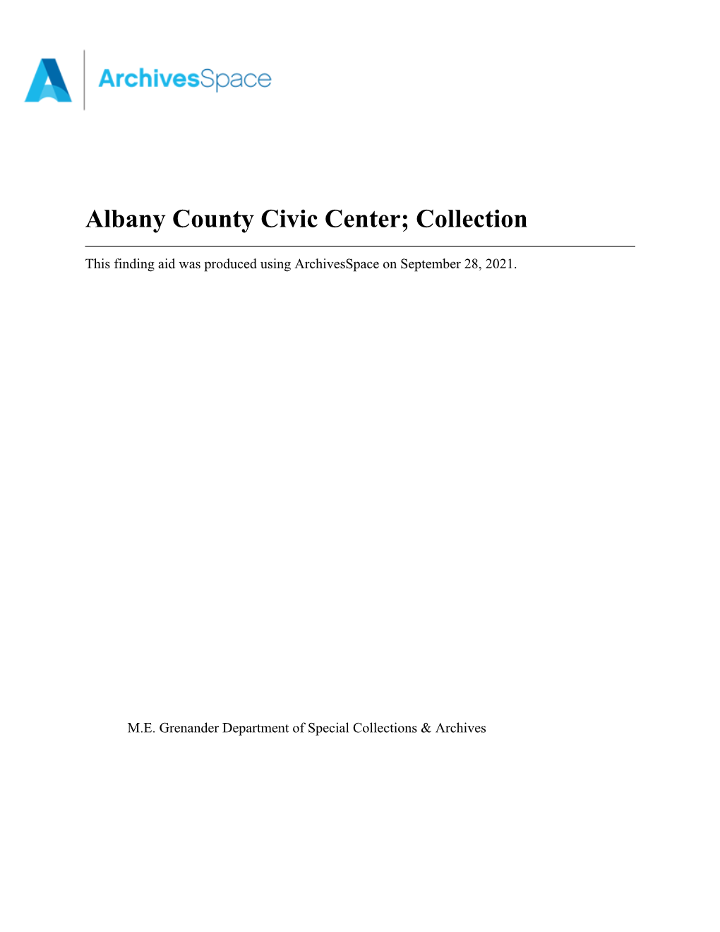 Albany County Civic Center; Collection Apap004