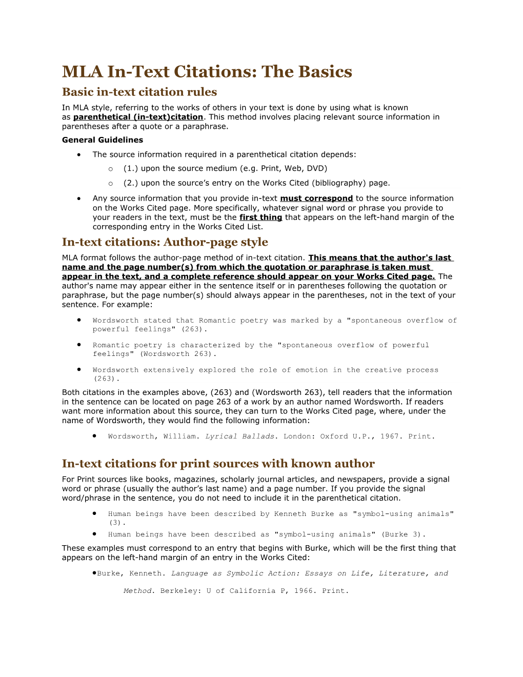 MLA In-Text Citations: the Basics