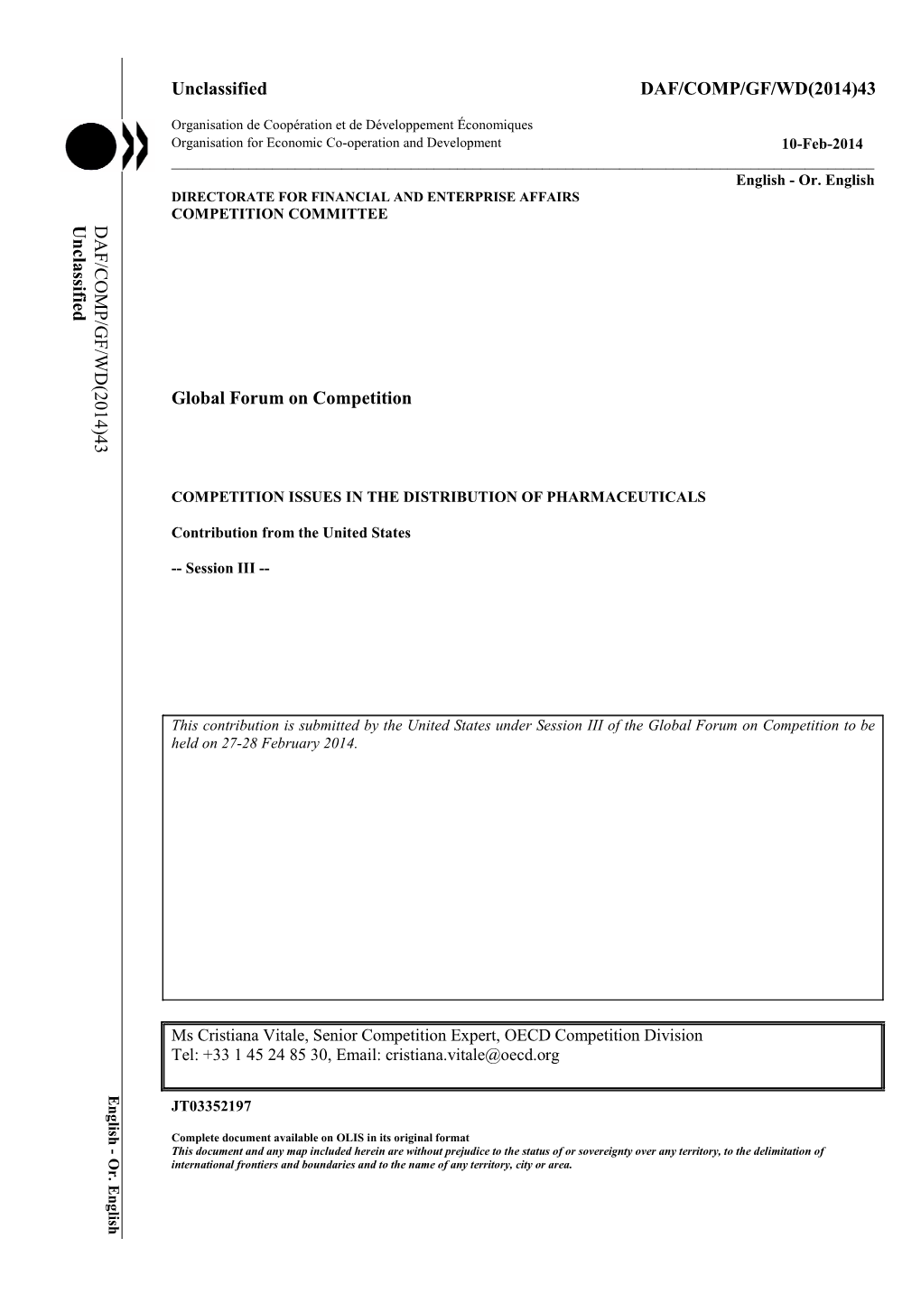 Competition Issues in the Distribution of Pharmaceuticals