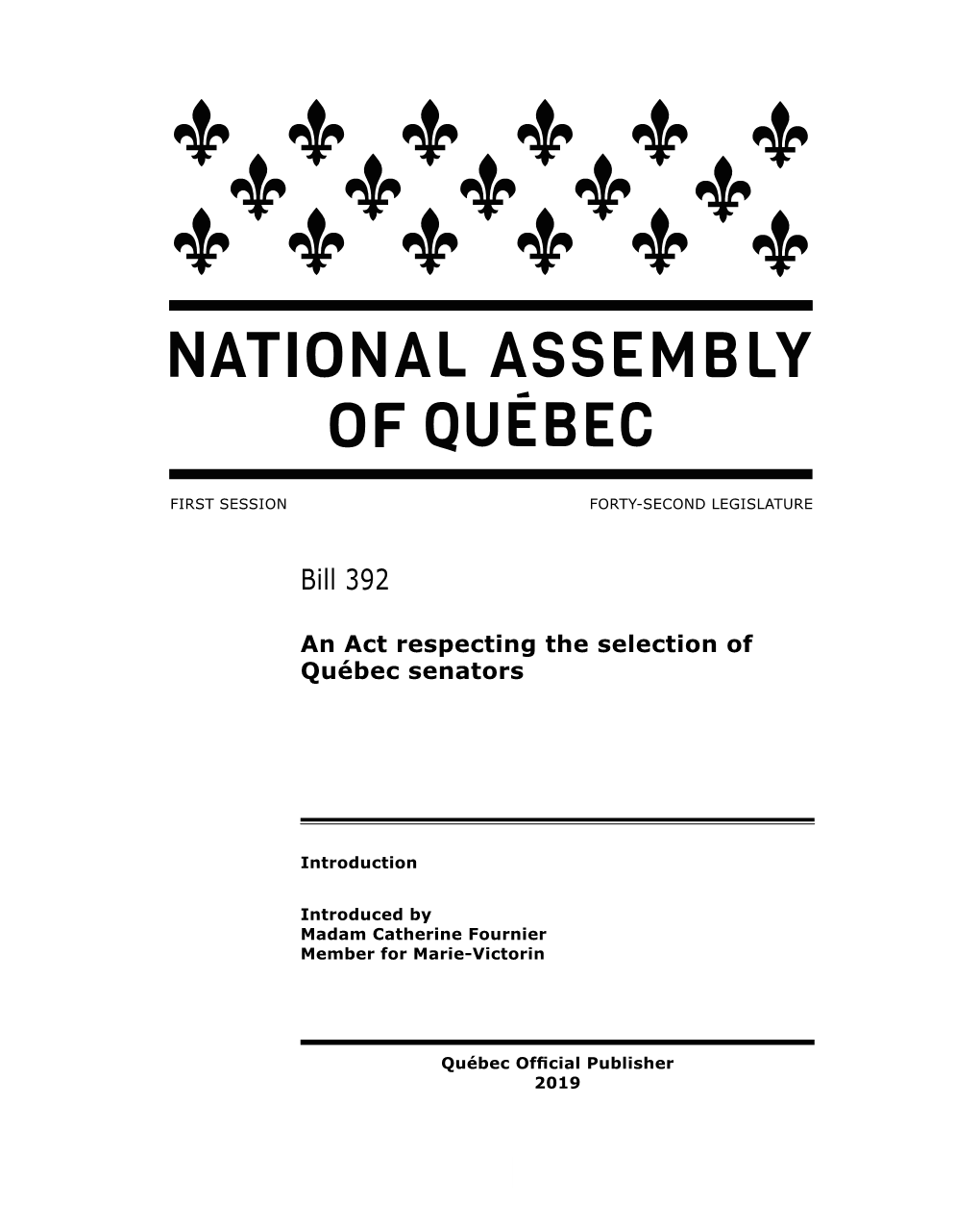 An Act Respecting the Selection of Québec Senators