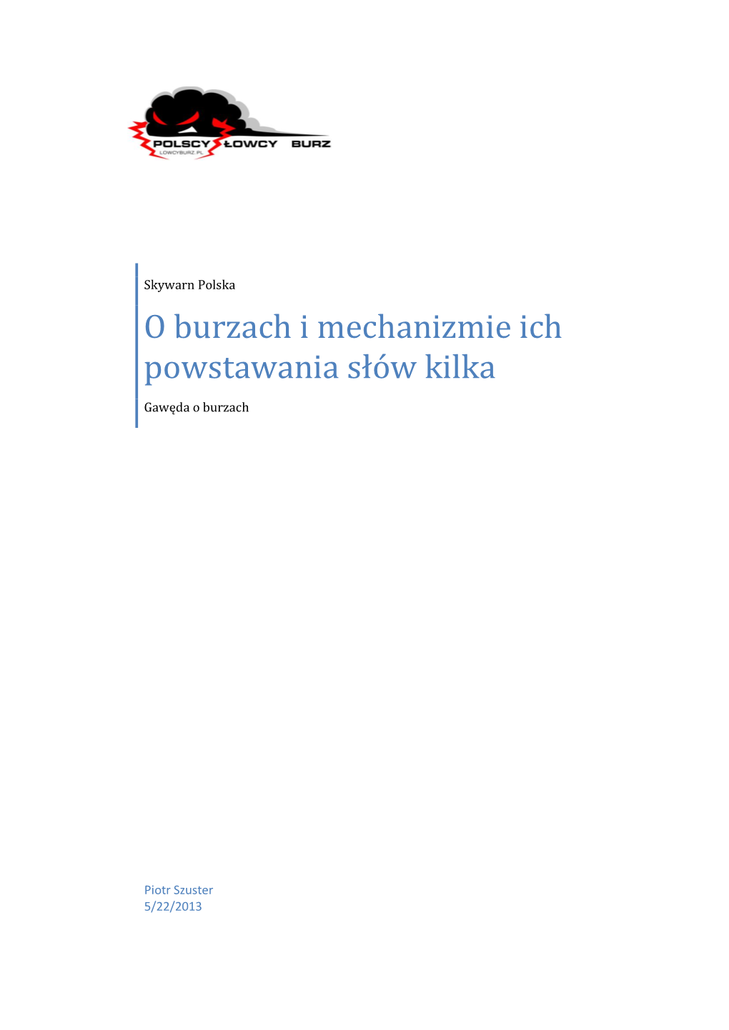 O Burzach I Mechanizmie Ich Powstawania Słów Kilka Gawęda O Burzach