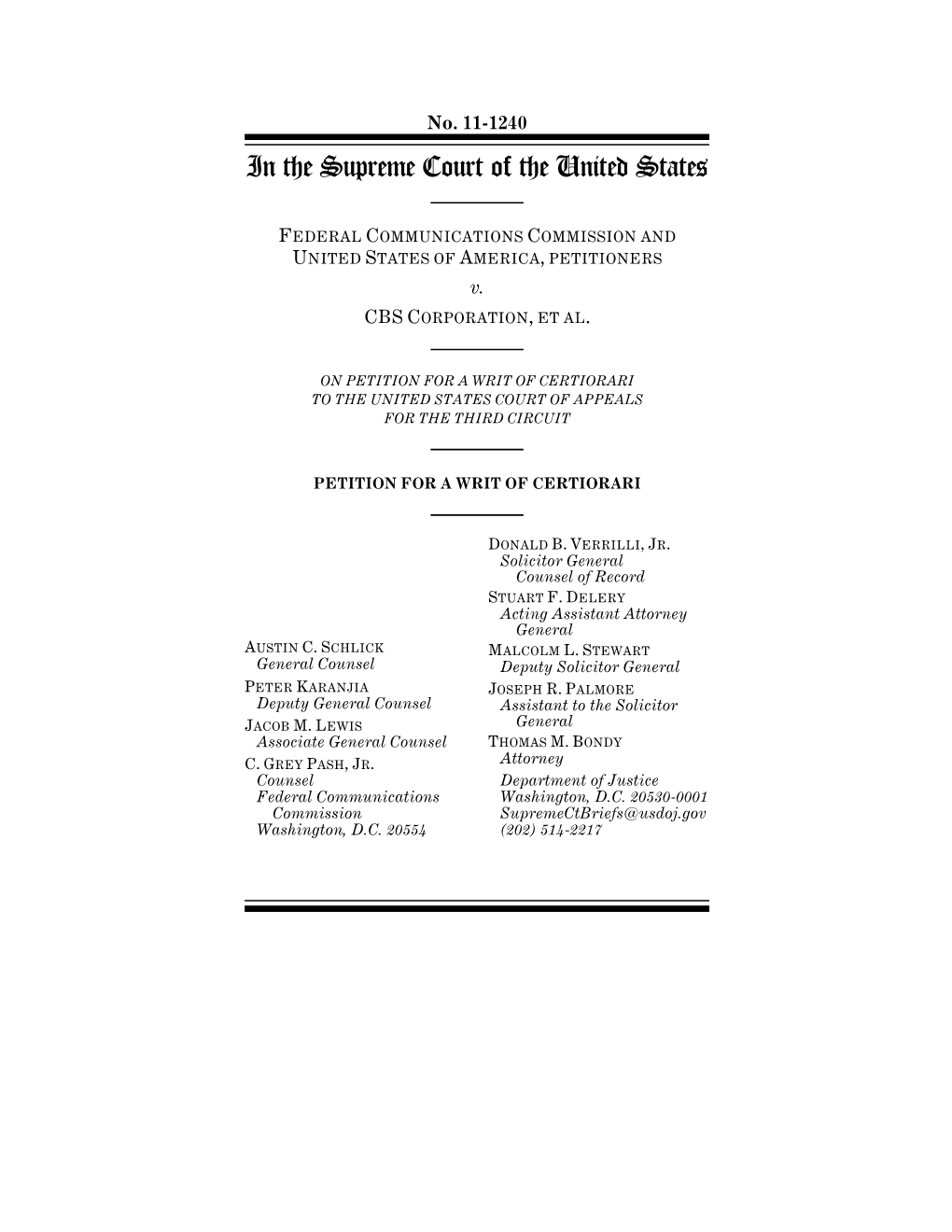 FCC V. CBS Corp., 556 U.S