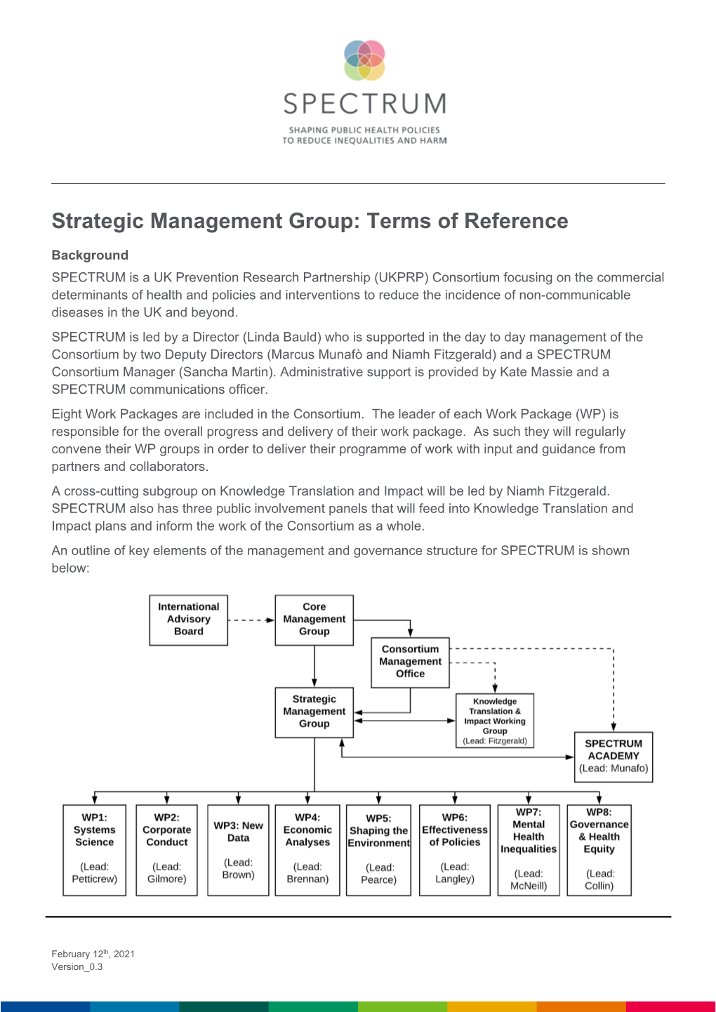 SPECTRUM Strategic Management Group Terms of Reference