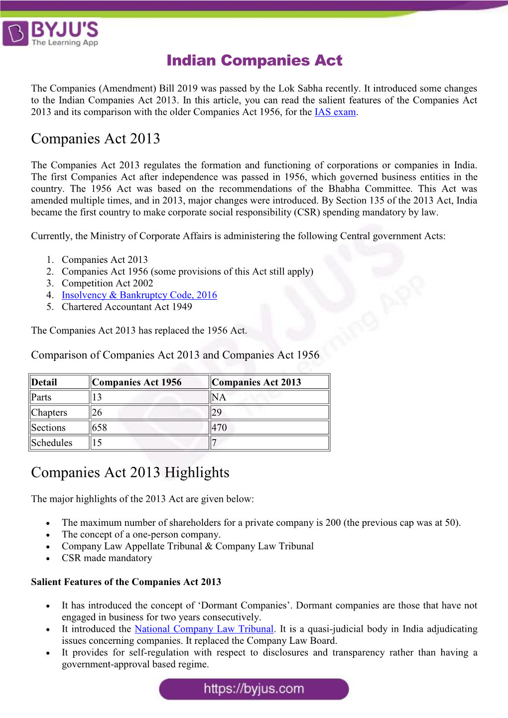 Indian Companies Act Companies Act 2013 Companies Act 2013 Highlights