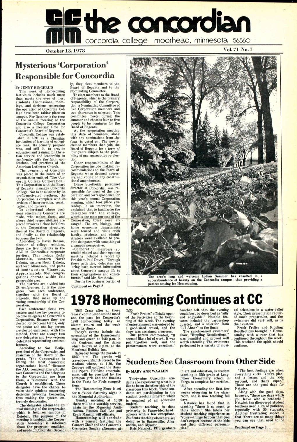 1978 Homecoming Continues at CC