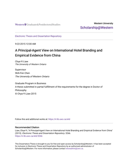 A Principal-Agent View on International Hotel Branding and Empirical Evidence from China