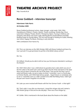 Renee Goddard – Interview Transcript