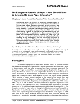 The Elongation Potential of Paper – How Should Fibres Be Deformed to Make Paper Extensible?