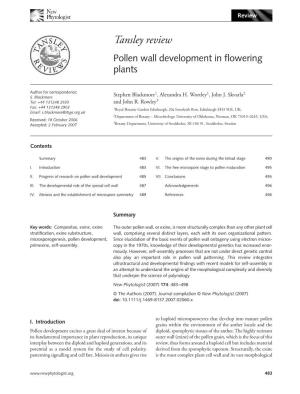 Pollen Wall Development in Flowering Plants
