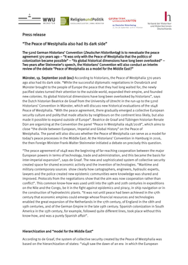 Press Release “The Peace of Westphalia Also Had Its Dark Side”