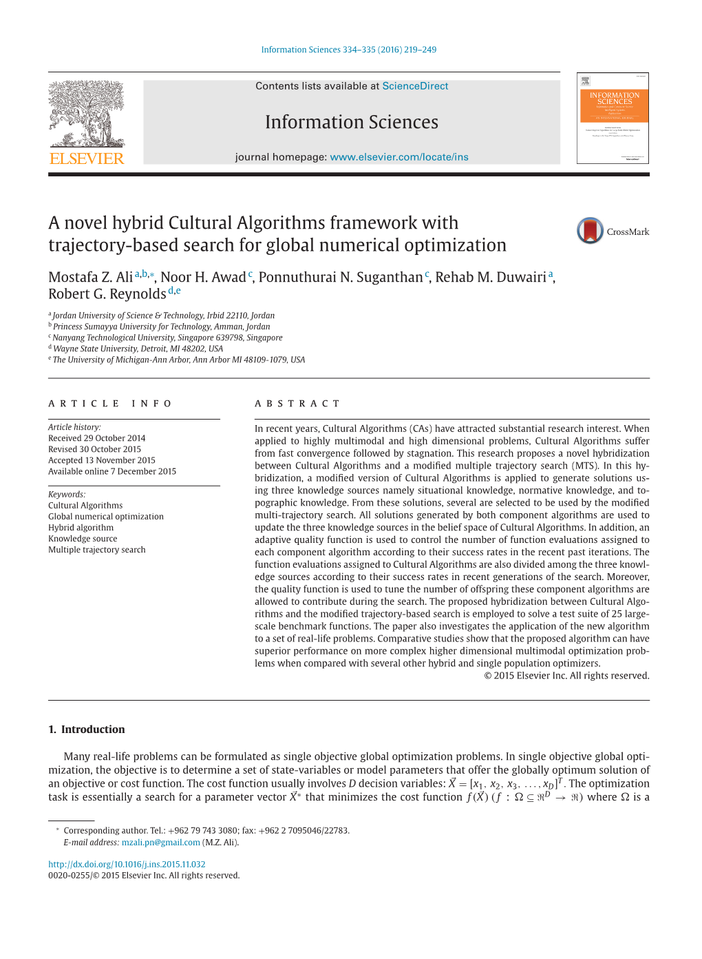 A Novel Hybrid Cultural Algorithms Framework with Trajectory-Based Search for Global Numerical Optimization