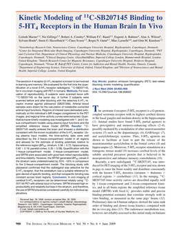 Kinetic Modeling of 11C-SB207145 Binding to 5-HT4 Receptors in the Human Brain in Vivo