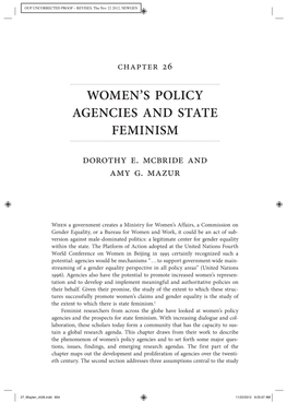 Women's Policy Agencies and State Feminism