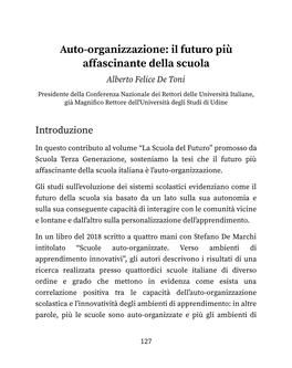 Auto-Organizzazione: Il Futuro Più Affascinante Della Scuola Alberto Felice De Toni