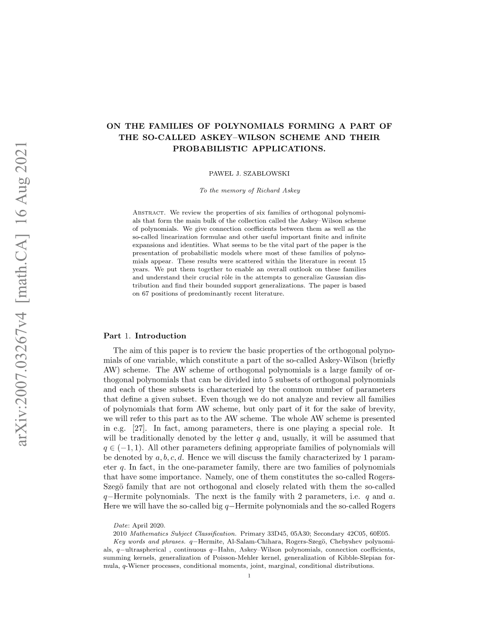 Arxiv:2007.03267V3 [Math.CA] 9 Sep 2020