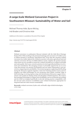 A Large-Scale Wetland Conversion Project in Southeastern Missouri: Sustainability of Water Southeastern Missouri: Sustainability of Water and Soil and Soil