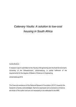 Catenary Vaults: a Solution to Low-Cost Housing in South Africa