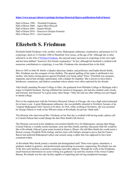 Elizebeth S. Friedman