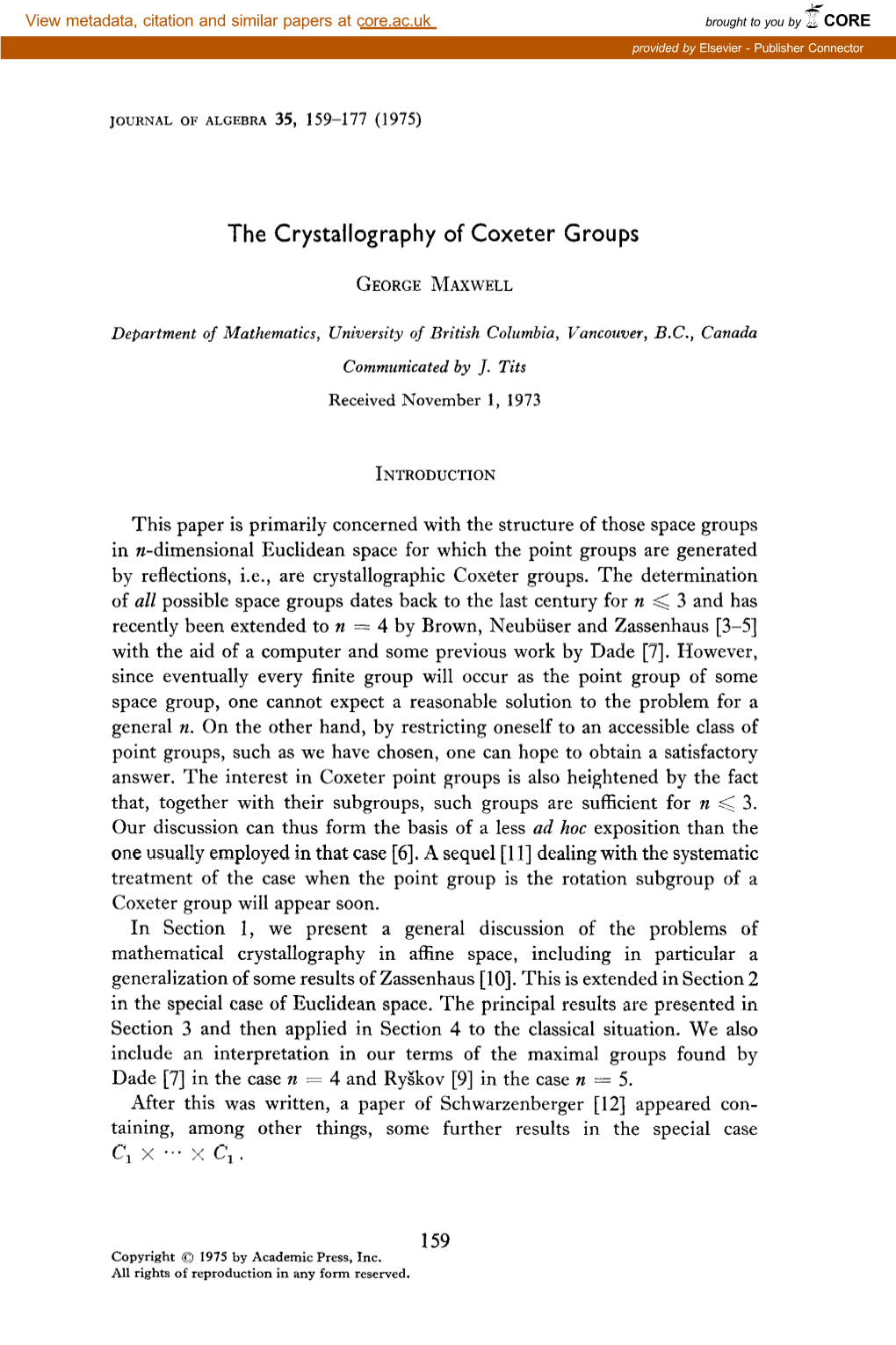 The Crystallography of Coxeter Groups