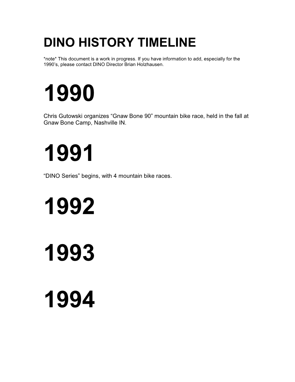 Dino History Timeline