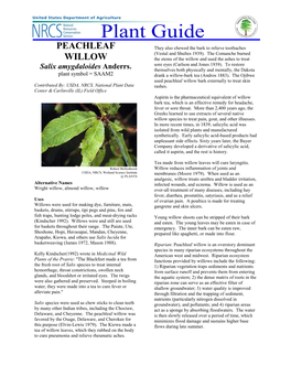 Peachleaf Willow Bark Externally to Treat Skin Contributed By: USDA, NRCS, National Plant Data Rashes