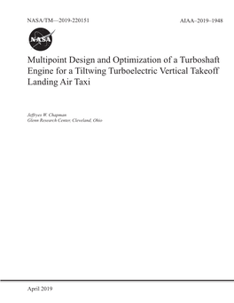 Multipoint Design and Optimization of a Turboshaft Engine for a Tiltwing Turboelectric Vertical Takeoff Landing Air Taxi