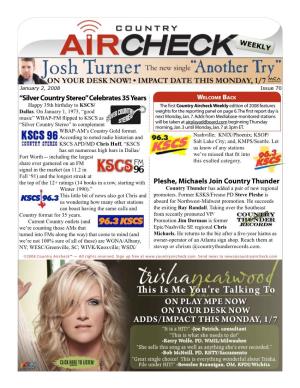 Pleshe, Michaels Join Country Thunder Winter 1990).” Country Thunder Has Added a Pair of New Regional This Little Bit of News Also Got Chris and Promoters
