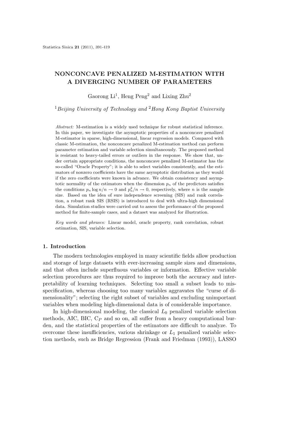 Nonconcave Penalized M-Estimation with a Diverging Number of Parameters