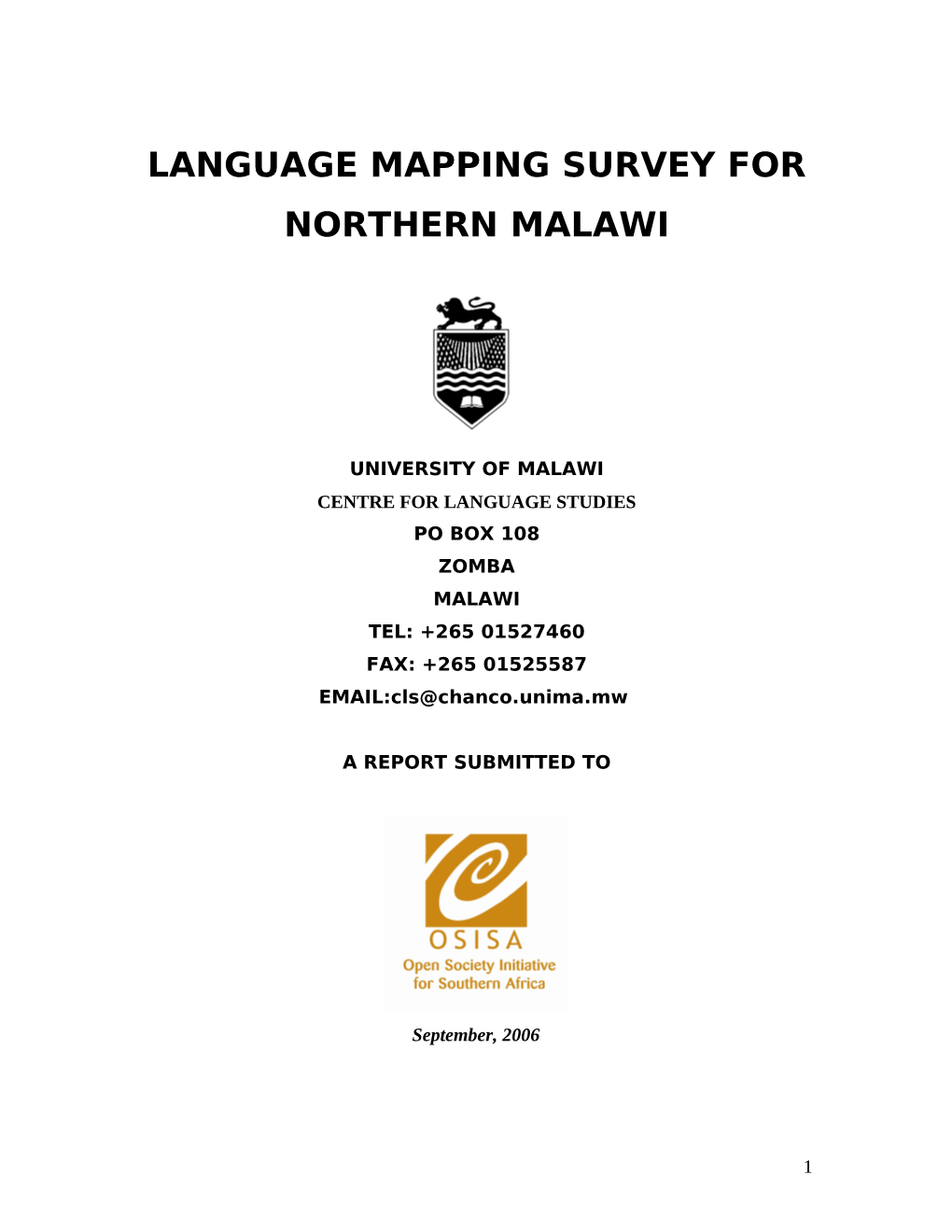 Languages and Area Spoken for Chitipa