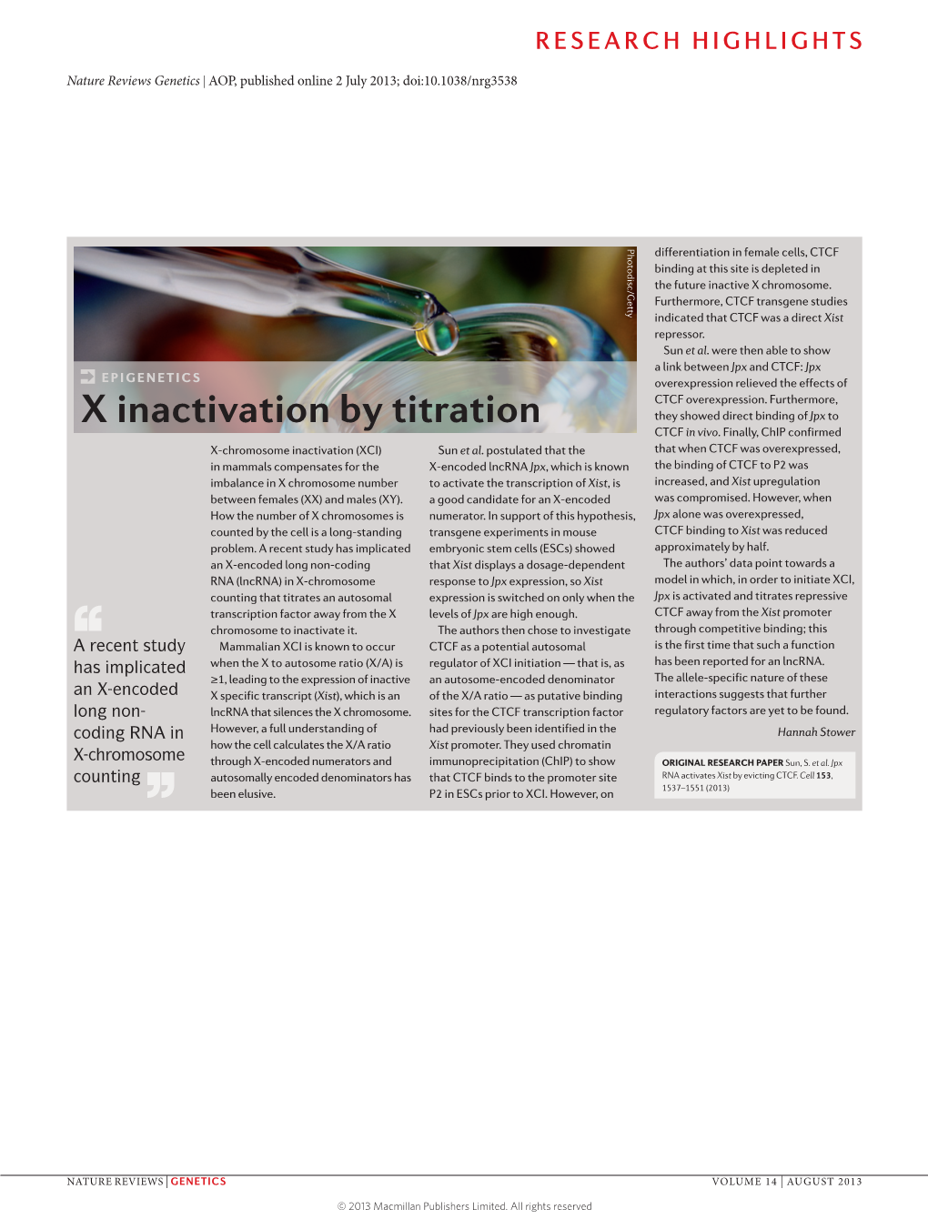 Epigenetics: X Inactivation by Titration