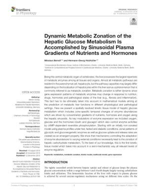 Dynamic Metabolic Zonation of the Hepatic Glucose Metabolism Is Accomplished by Sinusoidal Plasma Gradients of Nutrients and Hormones