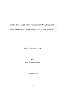 About Religious Narrative, Nietzsche's Death-Of-God Metaphysics