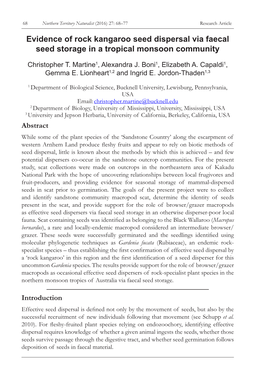 Evidence of Rock Kangaroo Seed Dispersal Via Faecal Seed Storage in a Tropical Monsoon Community