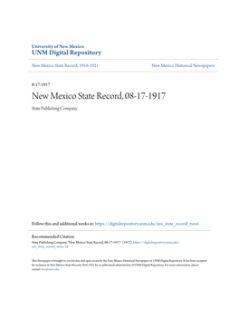 New Mexico State Record, 08-17-1917 State Publishing Company